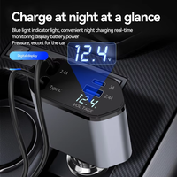 Chargeur de voiture à câble rétractable 4-en-1 avec charge rapide Compatible avec les caméras de téléphone Adaptateurs de charge rapide à ports multiples