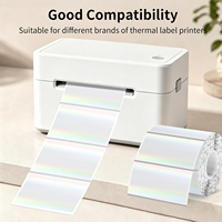 Stiker Label Termal Transparan Holografik 1x2 Inci Perekat Sendiri Berlubang Tahan Air untuk Printer Termal