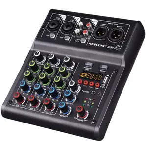 Mini 4 Audio Mixer mit Leistungs verstärker und USB Nachhall Digital Mischpult Effekt Konferenz bühne Performance Mixer
