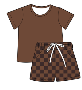 Nuovo Arrivo <span class=keywords><strong>Completo</strong></span> 2 Pezzi per Neonati Maschi: T-shirt <span class=keywords><strong>a</strong></span> Maniche Corte e Pantaloncini <span class=keywords><strong>a</strong></span> Quadri Personalizzabili – Set Comodo per Tutti i Giorni - Product Image 6