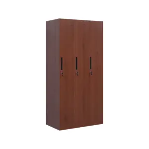 Indonesia office furniture 3 door storage cabinet with adjustable shelves wooden transfer printing metal locker steel wardrobe