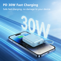 Batterie externe portable ultra-mince haute capacité 10000 mAh 30W à charge rapide bidirectionnelle avec écran LED et cordon, vente directe usine