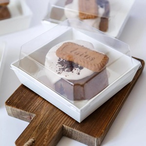 Boîte à emporter carrée jetable, boîte anti-buée de qualité alimentaire pour mochi glacé, <span class=keywords><strong>petit</strong></span> gâteau et tiramisu - Product Image 2