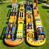 Grand parcours d'obstacles gonflable, château gonflable avec toboggan, aire de jeux extérieure pour enfants, structure de divertissement