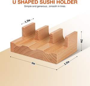 Soportes de madera para tacos de <span class=keywords><strong>Sushi</strong></span>, soportes de mano Temaki Premium, estantes de exhibición de madera para restaurante, platos de presentación de comida, barcos - Product Image 3