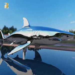 RELONG Maßgefertigte Polierte Moderne Edelstahl-Hai-Skulptur Statue für Außenbereich Park Garten - Product Image 4