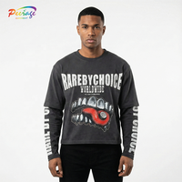 T-shirt à manches longues pour homme, imprimé DTG personnalisé avec strass, double couche, 100% coton, fabriqué par PEERAGE