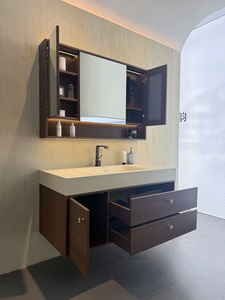 Mueble de Baño Moderno de <span class=keywords><strong>Madera</strong></span> Resistente al Agua con Espejo Incluido, Montado en la Pared <span class=keywords><strong>para</strong></span> Uso en Hoteles y Villas - Product Image 2