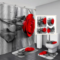 Rideaux de douche à imprimé floral numérique épais de designer pour salle de bain, ensemble de rideaux de douche en tissu imperméable pour salle de bain