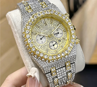 Montre homme AP populaire de haute qualité, incrustée de diamants, faite à la main, en alliage, style sport, affichage à aiguilles, montre à mouvement apparent