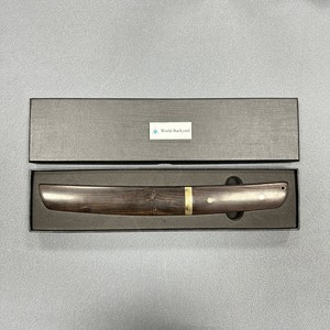 Dao Tanto thép Damascus hoa văn LHZR03B, cán gỗ lắp ráp, tay cầm bằng đồng đúc, vỏ dao bằng gỗ mun, dao khắc hoàn hảo - Product Image 3