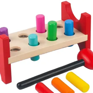 Wooden Pounding Toy For The Kids Play Wooden Educational Toys Pounding Bench Pile Bench Knocking Hammer Table Toy