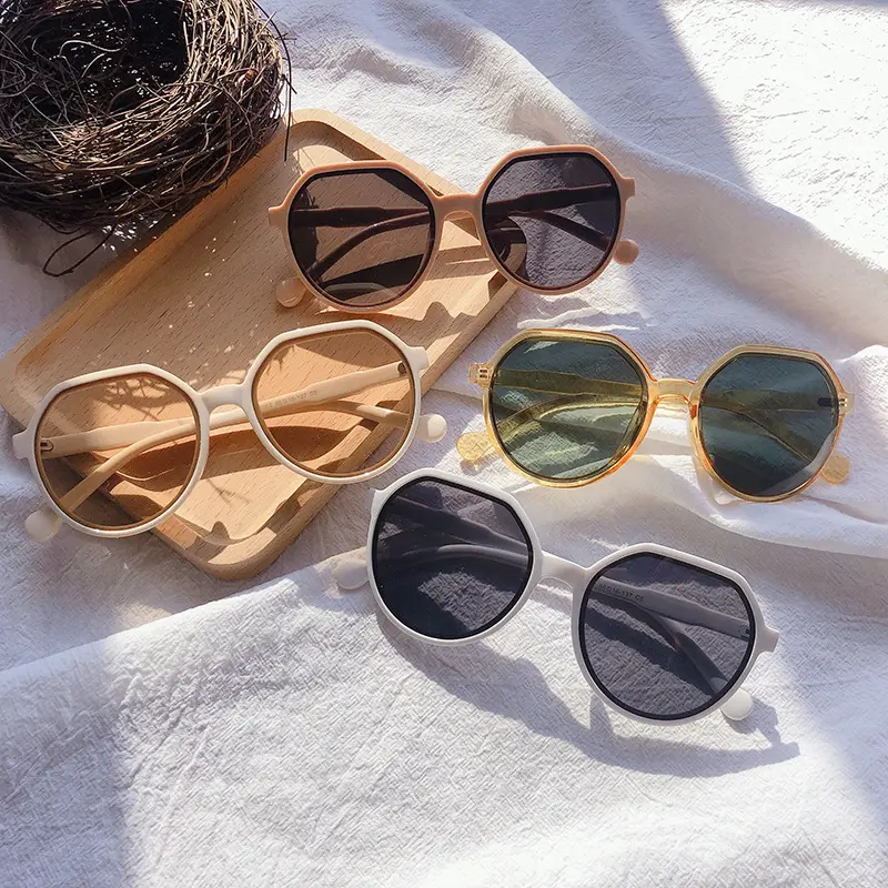 Neue Mode koreanische Sonnenbrille personal isierte runde Rahmen Sonnenbrille ins Trend Süßigkeiten Farbe große Rahmen Sonnenbrille 2021