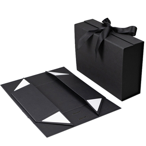 Hộp Quà Tặng Từ Tính Sang Trọng Với Ribbon <span class=keywords><strong>Closure</strong></span> Tái Chế Hộp Giấy Cứng Nhắc Custom Logo Black Fold - Product Image 6