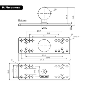 Support de sondeur de pêche réglable en aluminium VINmounts, colonne télescopique 14,6–20,1 pouces, compatible avec les appareils de 5–12 pouces, support marin - Product Image 3