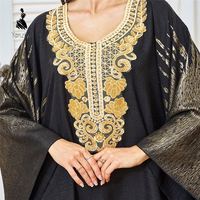Abaya longue de soirée pour femme de Dubaï, magnifique, dorée et pailletée, style arabe, design transfrontalier, grandes tailles, pour l'Aïd d'été