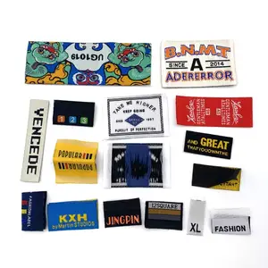 custom clothing tag design any color custom tag clothes woven labels damask with end-fold garment labels