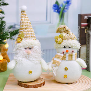 Adornos Navideños de Peluche para Mesa, Muñeco de Santa Claus, Gnomo, Muñeco de Nieve, Accesorio Tejido Dorado - Product Image 1