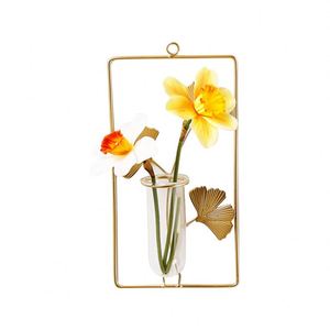 New Product Wall Hanging <b>Clear</b> Glass <b>Vase</b> Metal Hydroponic Flower <b>Vase</b> Home Wall Decoration Ornament Gifts - Product Image 6