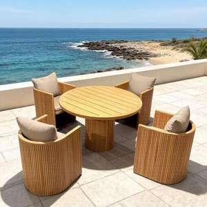 <b>Outdoor</b> Teak Dining <b>Table</b> and Chair Set Environmentally Friendly Solid Wood Furniture Suitable for Hotel Villa Courtyard Garden - Product Image 4