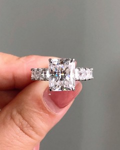 Wholesale Supply Silver Rhodium Plated 2CT Oval Cut Moissanite Prong Setting <b>Ring</b> Women Wedding Engagement Jewelry Available - Product Image 3