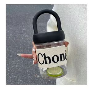 New 450ml leakproof rõ ràng trống uống cốc Borosilicate tái sử dụng du lịch Cà Phê Cốc thủy tinh với tay cầm tay áo - Product Image 6