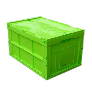 60L/Cajas plegables/Plegable/Apilable/Ahorre espacio y costo de flete/Sólido/Con tapa/100% PP virgen/100% Reciclable/Hecho en China
