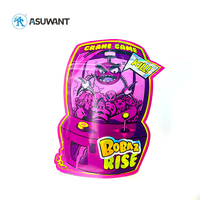 Sacs Mylar personnalisés, petits, 3,5g 7g, doux au toucher, anti-odeur, refermables, à fermeture éclair, forme irrégulière unique, découpés à l'emporte-pièce, holographiques