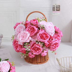 Flor Artificial de Peonía y Rosa Persa, 5 Cabezas, Estilo Primaveral, Flor de Seda en Relieve para Decoración del Hogar, Boda y Día de San Valentín - Product Image 1