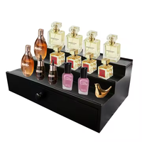 Présentoir de parfum de Cologne à trois niveaux pour femmes avec compartiment caché et tiroir Organisateur de bureau en bois pour la maison