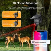 Solar Powered Waterproof Outdoor PTZ Security Camera 3MP Resolution 20M Night Vision 4G/WiFi Built-in Battery Cloud Storage