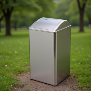 Cestino per Rifiuti in Acciaio Inox da 65 L con Coperchio per Uso Interno ed Esterno - Product Image 3