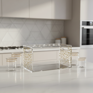 Moderno Organizador <span class=keywords><strong>de</strong></span> Tazas <span class=keywords><strong>de</strong></span> Té <span class=keywords><strong>de</strong></span> Acrílico Transparente <span class=keywords><strong>de</strong></span> 2 Niveles, Bandeja Decorativa con Caligrafía Árabe para Almacenamiento y Exhibición <span class=keywords><strong>de</strong></span> Té - Product Image 5