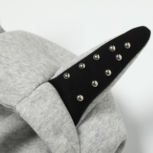 Sudadera con Capucha y Cuello Alto con Orejas de Gato para Hombre, Estilo Urbano Oscuro, para Otoño, con Cierre de Cremallera - Product Image 3