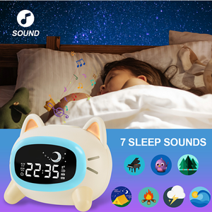 <span class=keywords><strong>Réveil</strong></span> de chevet avec machine à sons apaisants, veilleuse d'entraînement au sommeil et double alarme pour enfants (filles et garçons) - Product Image 2