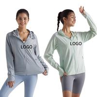 Haut de sport personnalisé pour femme à manches longues, coupe classique, en Spandex/Nylon, avec protection anti-UV UPF50+ pour le yoga et la course à pied