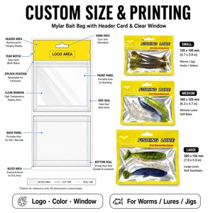 Appâts de pêche personnalisés mylar <span class=keywords><strong>sac</strong></span> anti-odeur <span class=keywords><strong>sac</strong></span> d'emballage en plastique transparent ziplock colle souple ver leurre emballage mylar <span class=keywords><strong>sac</strong></span> - Product Image 4