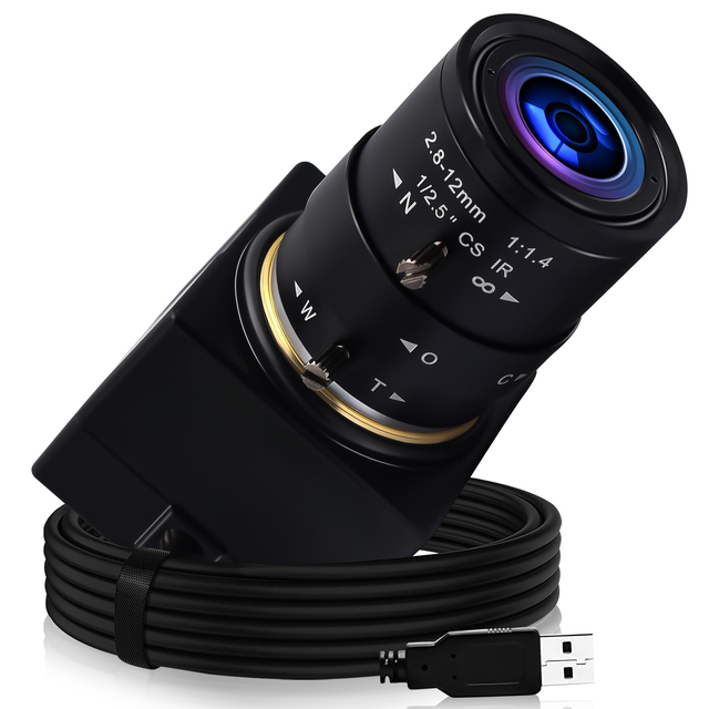 ELP 5MP HD Mini Video Camera With Manual Varifocal 2.8-12mm Lens 4X Zoom USB Webcam 2592X1944 MI5100 Sensor CMOS Web Camera