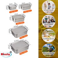 304 Edelstahl Auslaufsichere Lunchbox mit Silikondichtungsring, Einstöckiger Lebensmittelbehälter für Büro, Schule, Individuelles Logo OEM