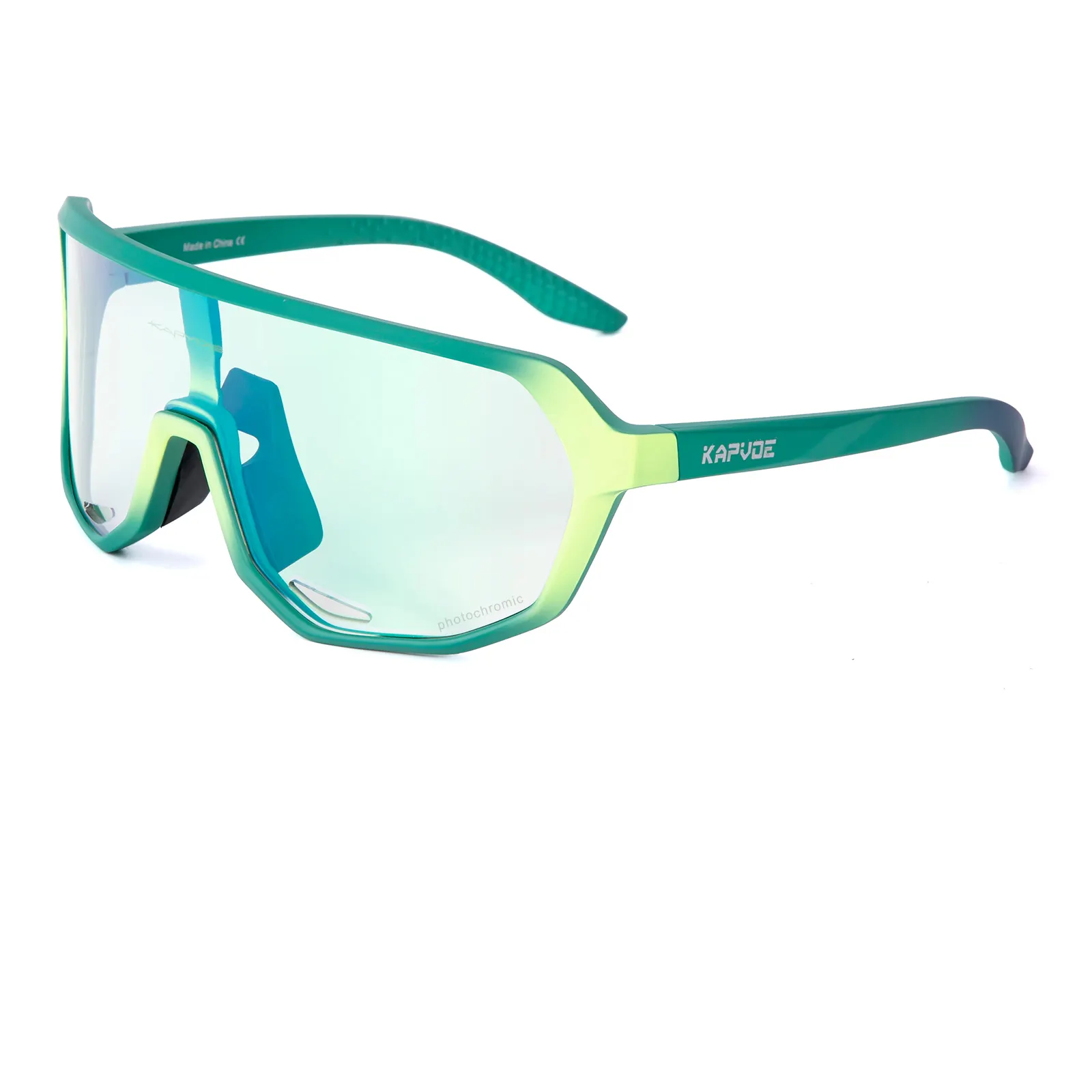 Óculos de bicicleta personalizado com logotipo, óculos verde fotocromático para uso ao ar livre, com uv400, para praia e vôlei