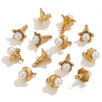 Petit pendentif fleur en acier inoxydable avec perle à la mode bijoux à bricoler soi-même boucles d'oreilles accessoire en gros