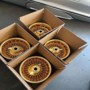 Ruota in filo d'acciaio inossidabile 13 14 7 pollici 72 100 raggio tutto oro per rotoli Royce Cadillac Thunderbird Chevrolet - Product Image 5