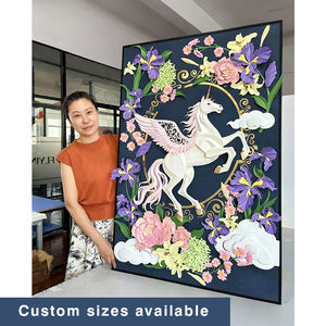 فن الرسم ديكو ثلاثي الأبعاد ورقي اصطناعي منحوت للجدران لعام موضوع الحصان فن جداري لردهة المنزل والفندق - Product Image 2