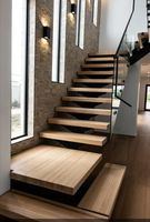 Support de balustrade en bois PRIMA, très vendu, durable, pour escalier flottant intérieur, design contemporain