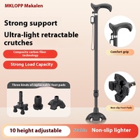 Canne pour personnes âgées MKLOPP ultra-légère en fibre de carbone à quatre pieds antidérapante multifonctionnelle, capacité de charge de 120 kg, hauteur réglable, pour l'extérieur