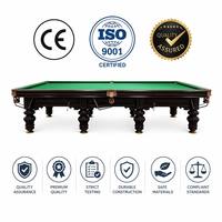 Table de billard professionnelle en bois massif de 12 pieds avec garniture en cuir, certifiée CE ISO, plateau en ardoise et pieds à garniture dorée pour le billard