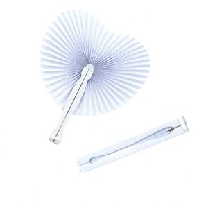 Éventails en papier blancs en forme de cœur, ronds, à tenir à la main, vierges pour peinture DIY, pour mariage, Saint-Valentin, fêtes, cadeaux et événements. - Product Image 2