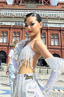 Robe de compétition de danse latine Vennystyle pour filles adultes - Vêtements de performance haut de gamme en spandex/coton personnalisés Rumba Chacha Samba Cowboy