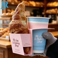 Boîte d'emballage en papier personnalisée pour croissants, porte-gobelets à café jetables, pour café, petit-déjeuner, pack combo