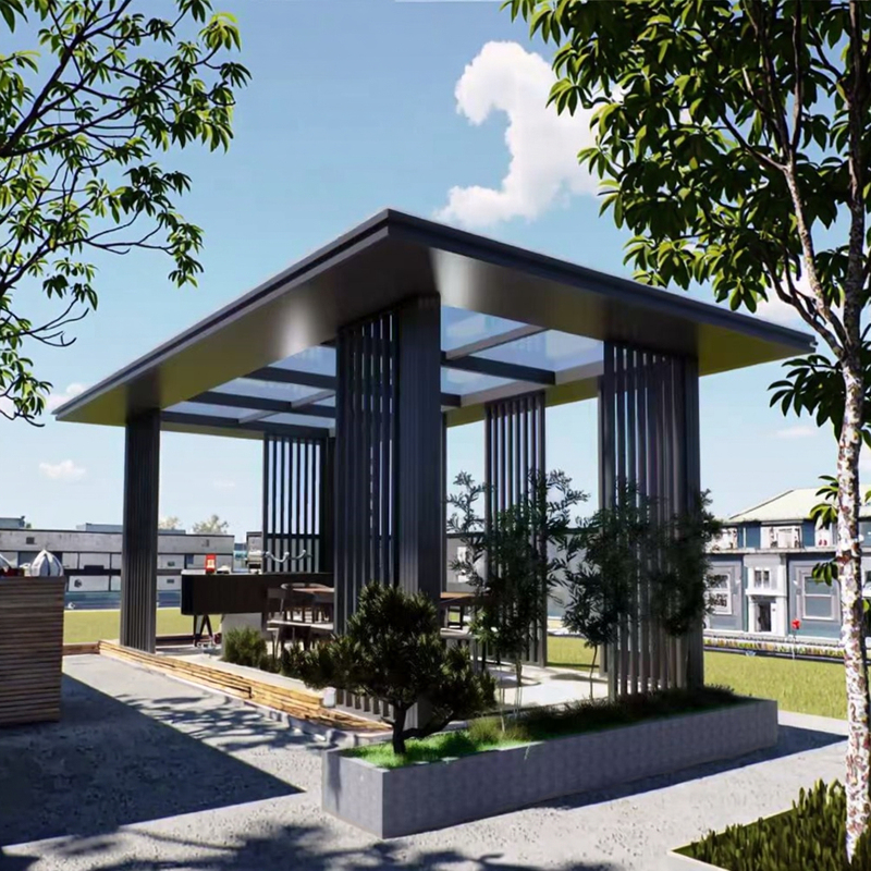 Modern Chinese Style Gazebo Flat Top
